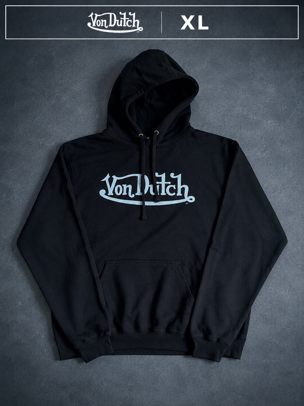 Von Dutch Black Logo Pullover Hoodie XL NWOT